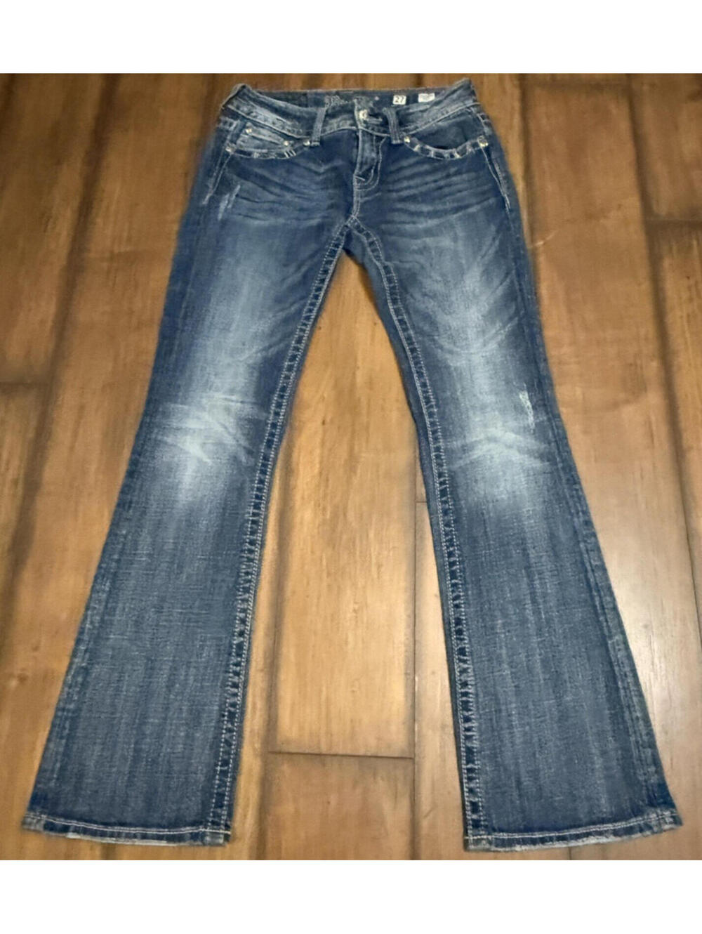 RARE VTG Miss Me Bootcut Jeans Embroidered Rhinestone Blue Western Stretch Women - Picture 3 of 12